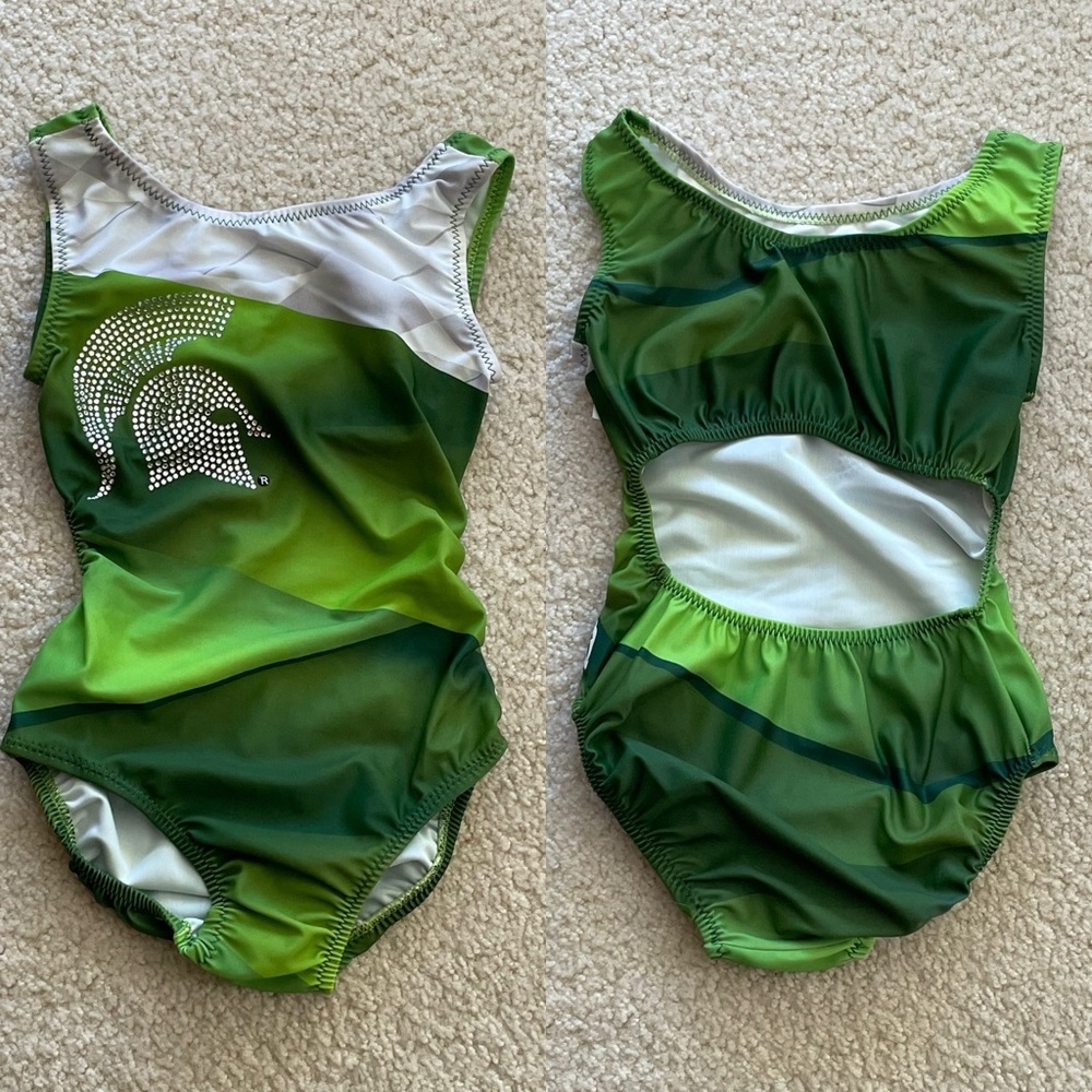 NWT Foxy’s MSU Michigan State University Spartans Gymnastics Leotard Many Sizes